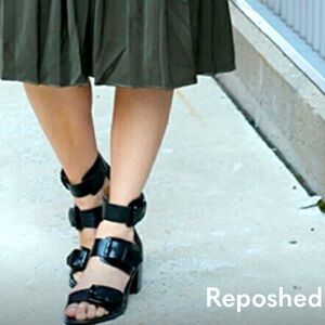 Silence + Noise Black Leather Sandals